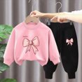 thumbnail image 2 of NOLDARES Baby Toddler Kids Girls 2pcs Clothes Set Long Sleeve Crewneck Sweatshirt and Elastic Waist Pants Print Fall Winter Outfits Clothing(Pink,5-6 Y), 2 of 5
