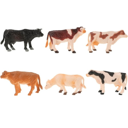 OUNONA 6pcs Mini Cattle Figurine Plastic Assorted Decoration Indoor Use