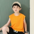 thumbnail image 2 of Cathalem Boys Tops Boy's Sleeveless Crew Neck Casual Solid Tank Top (Orange,9-10 Years), 2 of 8