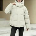thumbnail image 6 of TKLPEHG Women's Winter Hooded Short Parkas Long Sleeve Thick Down Cotton Padded Coat Plus Size Casual Puffer Jackets (White,M), 6 of 9