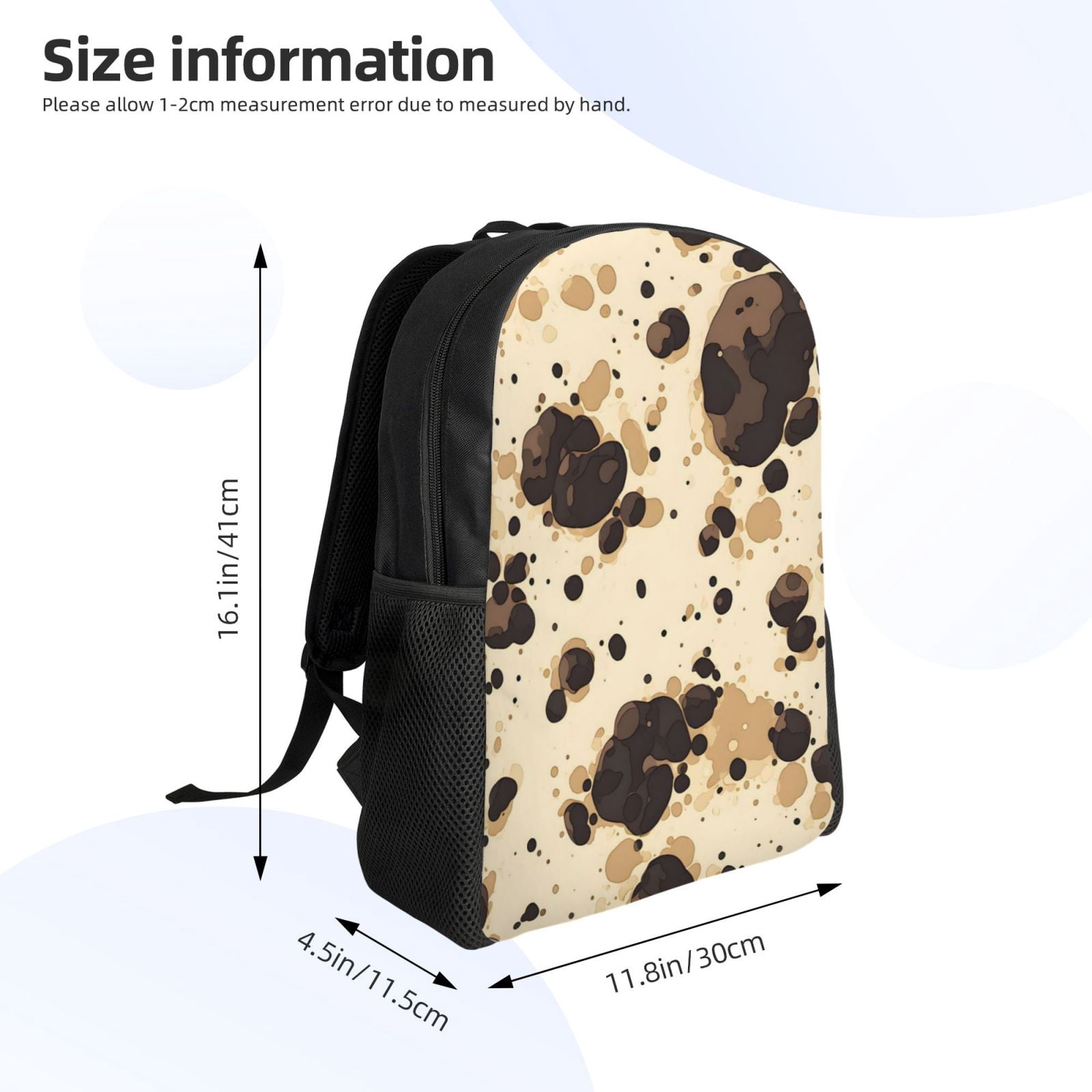 Single Side Full Backpack 16.1×11.8×4.5in Large Capacity Breathable Shoulder Belt Leisure Simple And Strong Bearing Capacity Milk Cow Print Style Sienna_1