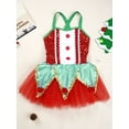 thumbnail image 6 of YiZYiF Girls Santa Elf Christmas Costume Camisole Mesh Tutu Dress for Figure Ice Skating Dance Party Green-A 12, 6 of 7