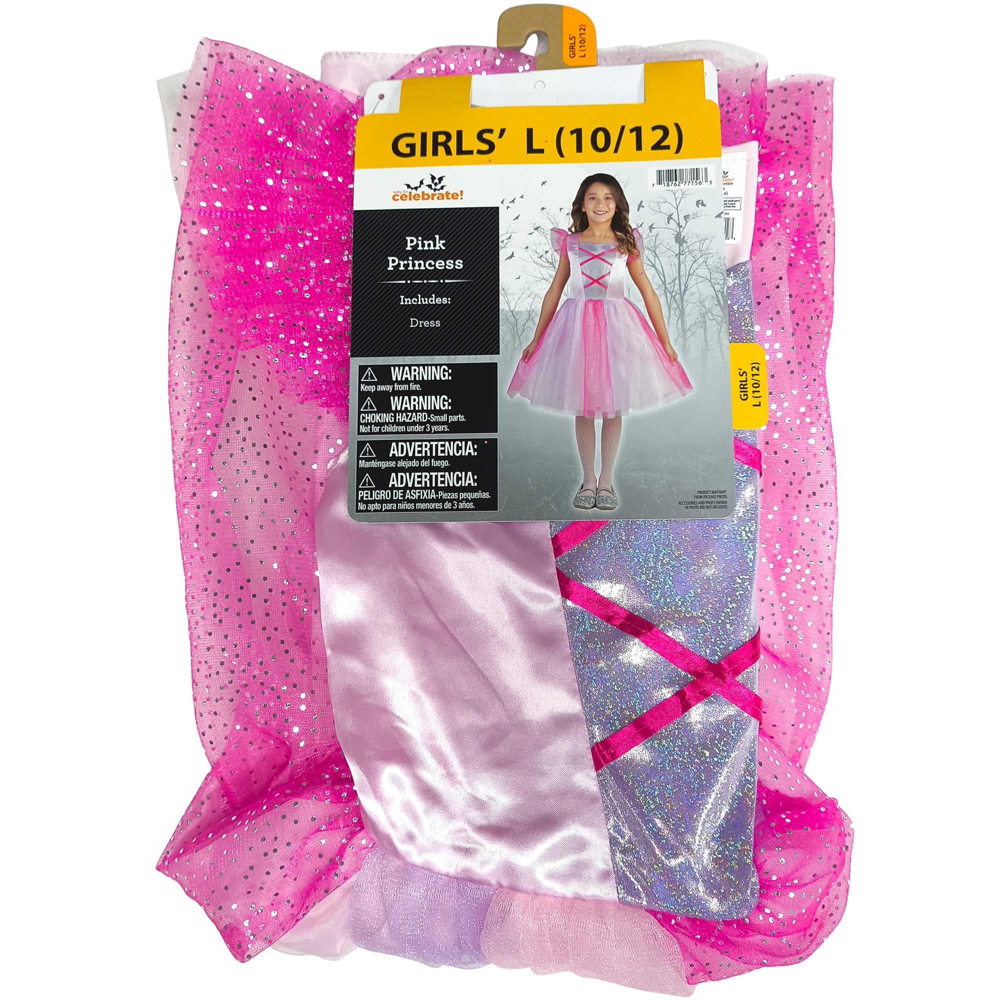 Pretty Princess Dress, Halloween Costume for Children, Girls' Size L (10/12), by Way to Celebrate