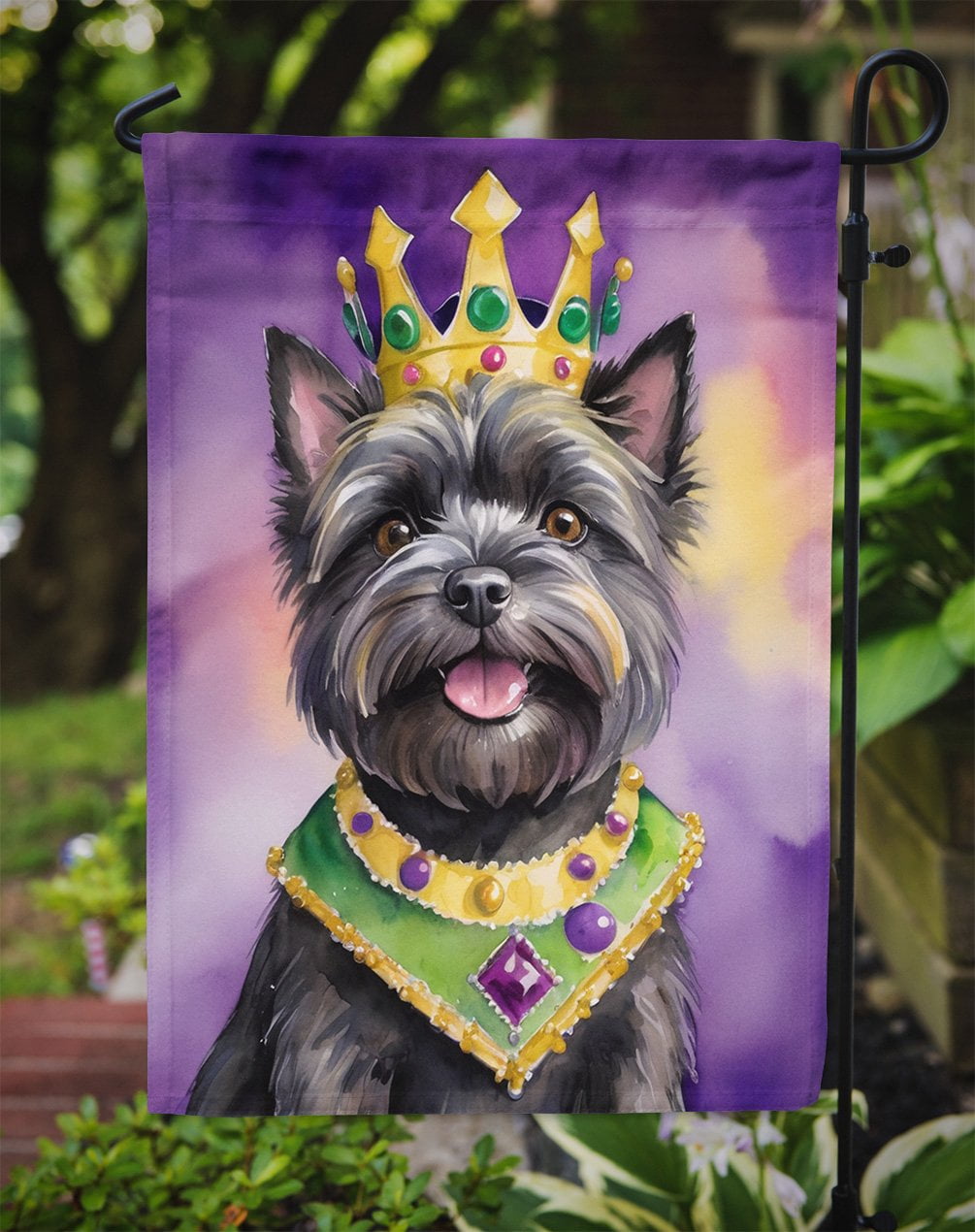 Cairn Terrier King of Mardi Gras Garden Flag 11.25 in x 15.5 in