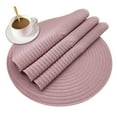 thumbnail image 7 of 15 in Round Woven Vinyl Placemats Set of 4, Modern Non-Slip Insulation Placemat Washable Table Mats for Dining Table, Braided Cotton Place Mats for Kitchen Dining Table Holiday Party – Pink, 7 of 7