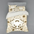 thumbnail image 1 of Ambesonne Floral Bedding Set 4 Pcs, Swirled Petals Leaves, Queen, Cream Redwood White, 1 of 3