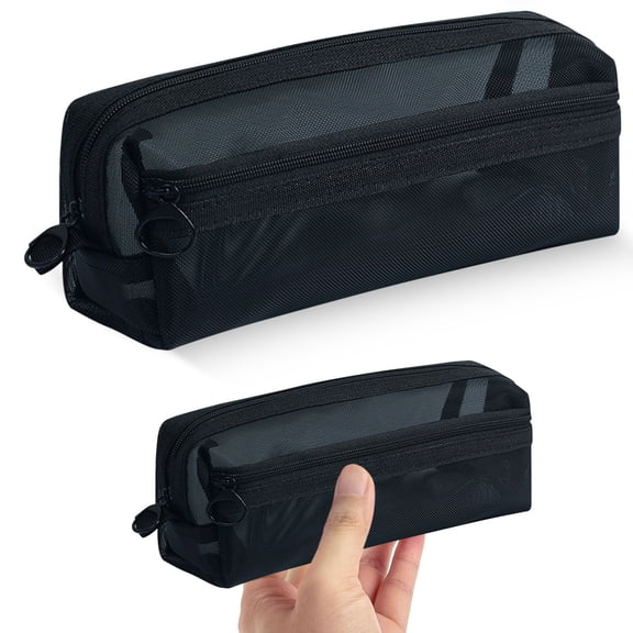 Large Capacity Nylon Pencil Case,Double-Layer Mesh Pencil Case