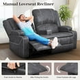 thumbnail image 6 of LOBERFVE Recliner, Manual Reclining Chair with Removable Armrest, Dutch Velvet Recliner Loveseat for Adults with 2 Tier Cushions, USB Ports, Cup Holders, Gray, 6 of 8
