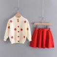 thumbnail image 4 of MHZLDYZ 3T Boy Clothes Toddler Girls Autumn Winter Girls Strawberry Print Knitted Sweater + Solid Red Knitted Skirt Girl Spring 2 Pcs Outfits Set(Red,90), 4 of 6