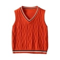 thumbnail image 2 of Odeerbi Chaqueta de Cuello En V de Punto de Cable de Los Niños Color Sólido Sin Mangas Uniforme de La Escuela, 2 of 9