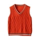 thumbnail image 2 of Odeerbi Chaqueta de Cuello En V de Punto de Cable de Los Niños Color Sólido Sin Mangas Uniforme de La Escuela, 2 of 9
