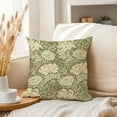 thumbnail image 3 of Ethan Taylor Botanical Throw Pillow Soft Cushion Cover 'William Morris Pattern III Plants Leaves Cottagecore' Classic Pattern Decorative Square Accent Pillow Case, 16x16 Inches, Green, Beige, 3 of 5