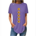 thumbnail image 2 of Fiudx Ofertas Flash Del Día Top Suelto con Cuello Redondo y Estampado de Girasoles a La Moda Informal de Verano para Mujer, 2 of 3