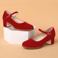 thumbnail image 4 of YDN Women Lovely Closed Toe Low Block Heel Pumps Chunky Adjustable Strap Buckle Mary Janes Fashion Ballroom Dress Shoes Size 7.5 Red, 4 of 4
