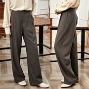YNIQUE Women's High Waist Wide Leg Long Pants Casual Business Classic Fit Straight Leg Suit Pant Flowy Palazzo Trousers