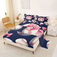 thumbnail image 2 of Castle Fairy Sport Baseball King Sheets 4pcs, Kawaii Bow Bedding, White Red Blue,1 Fitted Sheet, 1 Flat Sheet and 2 Pillowcases, 2 of 6