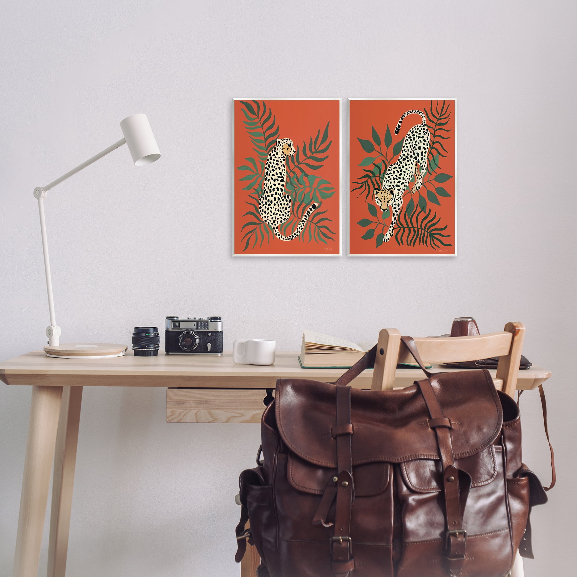 Stupell Industries Sitting Cheetah Prowling Jungle Animals Painting Unframed Art Print Wall Art, 11 x 14, Set of 2