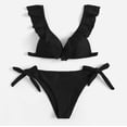 thumbnail image 3 of BONIXOOM Two Piece Swimsuit For Women Wire-Free Tie Solid Bikinis Bikini Summer Swimwears on Clearance Black Size 6, 3 of 8