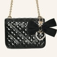 thumbnail image 2 of Unique Bargains 1 Pc Handbag Charms Keychains Faux Pearl Heart Bow Bag Accessories Black, 2 of 5