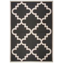 SAFAVIEH Courtyard Jaylee Geometric Indoor/Outdoor Area Rug, Black/Beige, 9' x 12'6"