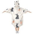 thumbnail image 2 of FORMRS Wearable Blanket Hoodie with Sleeves for Kids Cozy Flannel Sweatshirt, Bunnies and Carrots, 2 of 7