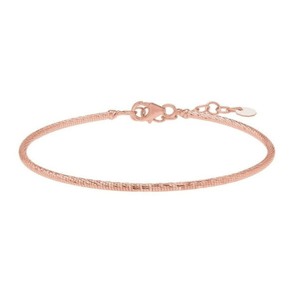 JewelStop 14k Rose Gold Diamond Cut Finish 1.8mmStack Bangle Bracelet with Lobster Clasp - 7"