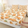 thumbnail image 4 of Erosebridal Cute Animal Capybara Full Size Sheets For Capybara Lover,Green Kawaii Frogs Bed Sheets For Girls Kids 4 Pieces, 4 of 6