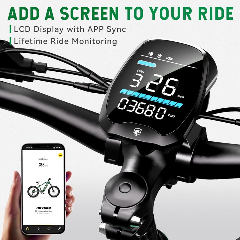 HOVSCO HovAlpha 26" Fat Tire Electric Bike, 750W Electric Mountain Bike for Adults, 48V/20AH Samsung/LG Battery, APP Control, UL2849, Classical Green