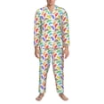 thumbnail image 3 of Susaid Colored Armadillos Print Men's Long Sleeve Pajama Set, Two-Piece Button-Down Loungewear PJs Set, Comfortable Sleepwear for Relaxation-Medium, 3 of 7