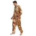 thumbnail image 3 of Men's Hooded Onesie Pajamas Adult One Piece Pjs Zip Up Jumpsuit Warm Full Zipper Long Sleeve Long Pants Thick Thermal Lounge Fuzzy Fleece Fall Winter Sleepwear Yellow2 Large, 3 of 5