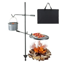 BOBOKY Swivel Campfire Grill Grate Heavy Duty Steel, Adjustable Height Outdoor Cooking Grill for Open Fire, Camping, Backyard, Hunting & Picnic.