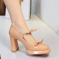 thumbnail image 2 of Womens High Platform Heels 9CM Pump Patent leather Bow Wedding Dress Shoes, 2 of 6