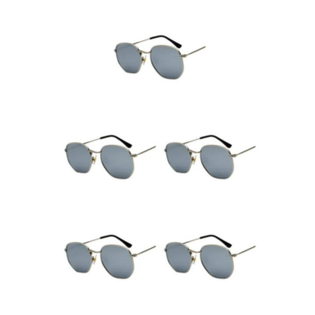 Thinsony Hexagonal Polarized Lightweight Frame Unisex Protection PC Hexagon Men Women Comfortable silver white silveC4 5Set