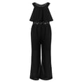 thumbnail image 5 of iEFiEL Kids Girls Chiffon Maxi Jumpsuit Rhinestone Wide Leg Outfit Set,Sizes 4-14 Black 6, 5 of 7