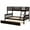 Espresso, variant on Twin Over Full Bunk Bed with Trundle, Solid Pine Wood Bunk Bed Frame with Slats and Ladders, No Box-Spring Needed, Grey