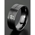 thumbnail image 4 of Coastal Jewelry Black Plated Stainless Steel Crystal Grooved Ring, 4 of 4