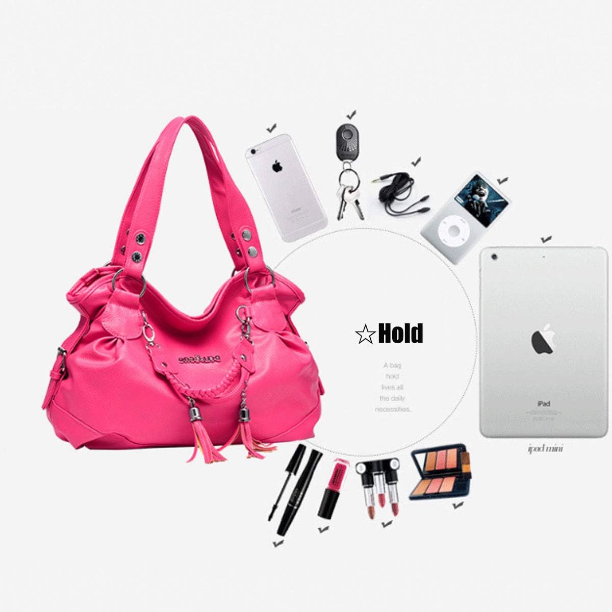 Hobo Bags for Women PU Leather Purses and Handbags Shoulder Bag Top-Handle Bags with Tassel