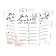 Inkdotpot Baby Shower Game Set Of 50 BabyAlphabetABCGame Baby Elephant Girl Jungle Animals Party Supplies