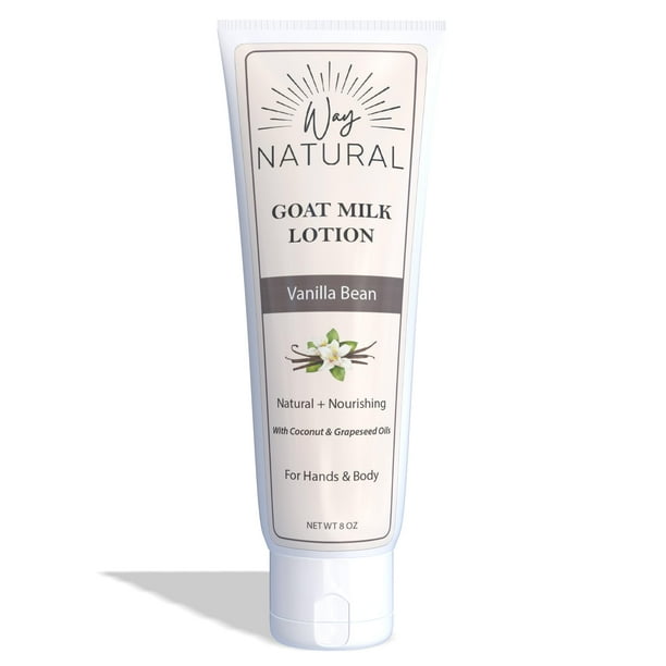 Way Natural Loción de leche de cabra vainilla - Loción cremosa para manos y cuerpo para aliviar la piel seca - Crema de manos de leche de cabra real para mujeres y hombres - Loción de vainilla tubo de