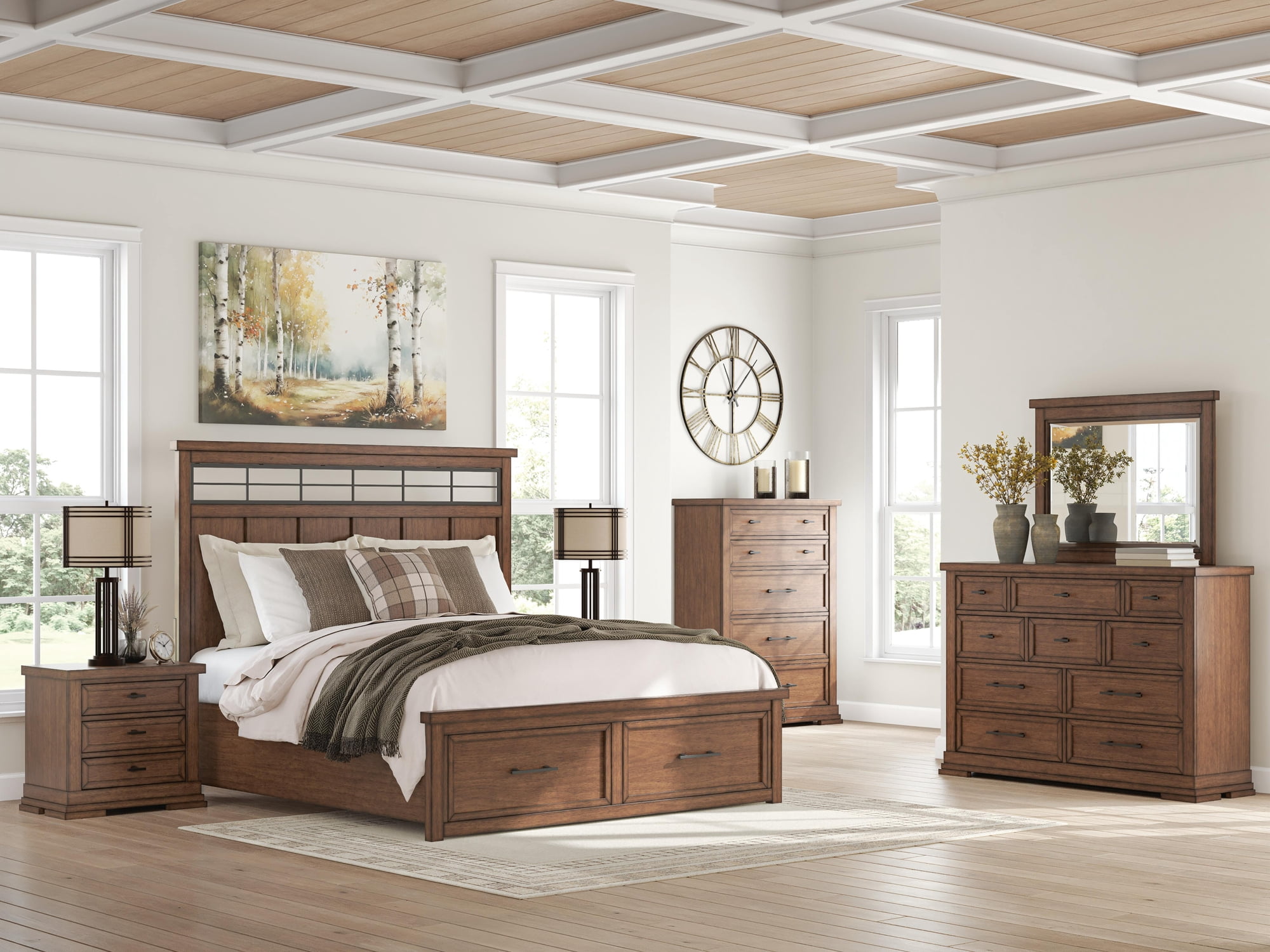 Signature Design by Ashley Taffenbrook 3-Drawer Nightstand with USB Charging and Power Outlets - Medium Brown