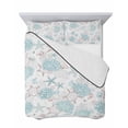 thumbnail image 7 of Quilts King Size Bedding Set, Coastal Coral Turtle Lightweight Quilted Comforter, Aqua Ocean Conch Starfish Summer Beach Soft Bedspread Coverlet with Pillow Covers for All Season, 96" x 106", 7 of 7