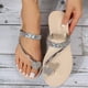 thumbnail image 4 of Amzcrzy Zapatos de mujer,Zapatos de mujer,Zapatillas de mujer, Sandalias y pantuflas de suela blanda con puntera de diamantes de imitación para mujer, zapatos de playa planos minimalistas Sandalias M, 4 of 7