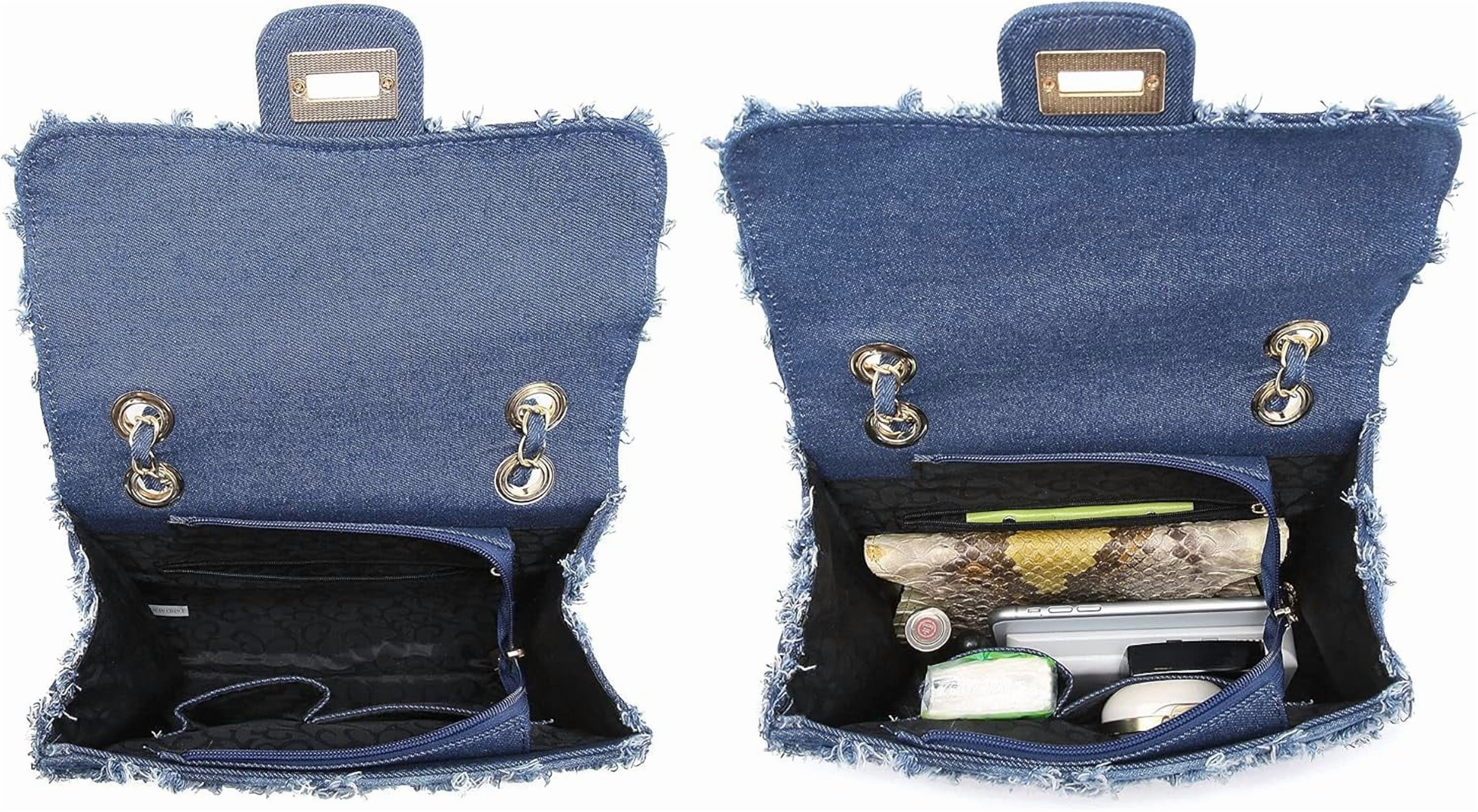 Kwuty Kwuty Women Small Shoulder Bags Quilted Crossbody Distressed Jean Denim Purse Evening Bag Clutch Handbag with Chain Strap