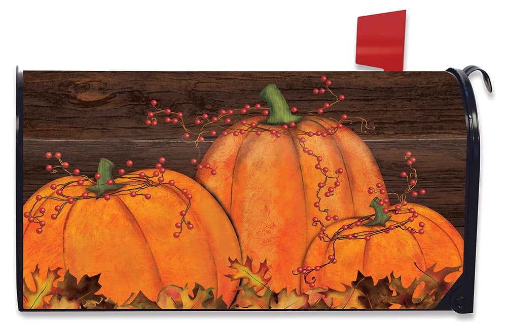 Thanksgiving Fall Pumpkin Chickadee Magnetic Mailbox Cover