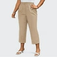 thumbnail image 4 of ZQUUVOU Women's Wide Leg Pants Plus Size Casual Cropped Pants For Women Khaki, 4 of 8