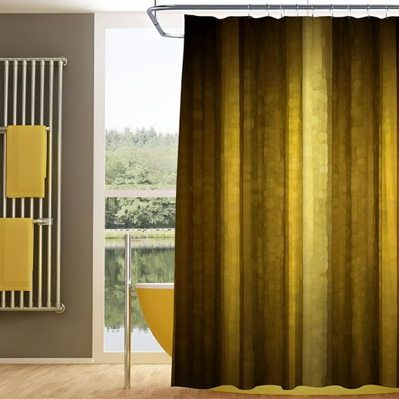 AUQ Gold Ombre Shower Curtain,Abstract Modern Luxury Waterproof Fabric Shower Curtain,Cool Glass Texture Gold Bathroom Accessories Set with Hooks,72 x 72