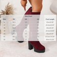 thumbnail image 3 of Women's Faux Suede Knee High Platform Boots, Triple Metal Buckle Strap Chunky High Heel Tall Boots, Side Zipper Fashion Boots, 3 of 9