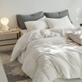thumbnail image 4 of MooMee Duvet Cover Set Cal-King 100% Washed Cotton Twill Ultra-Soft Breathable Linen Like 3-Piece (Off White, 104"x98"), 4 of 7