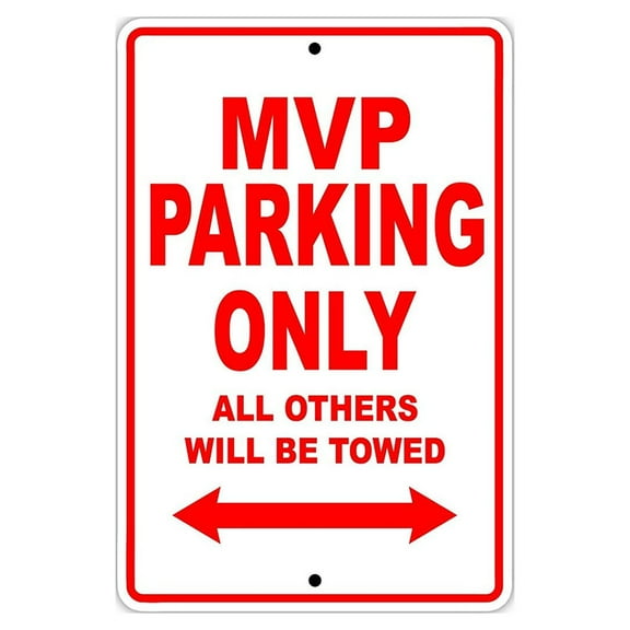 MVP Player Athlete Parking Only Gift Decor Garage Metal Aluminum 8"x12" Sign