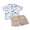 Beige, variant on Toddler Baby Boy Summer Outfit Set Coconut Tree Print Short Sleeve Button Down Shirt and Button Shorts 1-6 Years Clothes